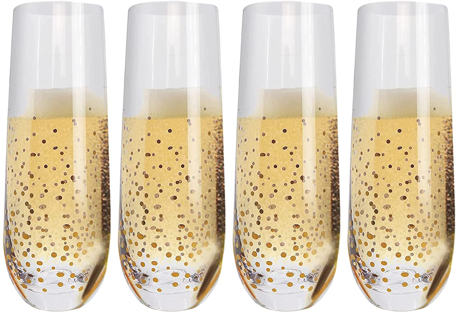 American Atelier Luster Stemless Flute Set of 6 Made of Glass, Confetti  Design, Champagne Wine Glasses for Rose and Mimosas, Cocktail Glass Set